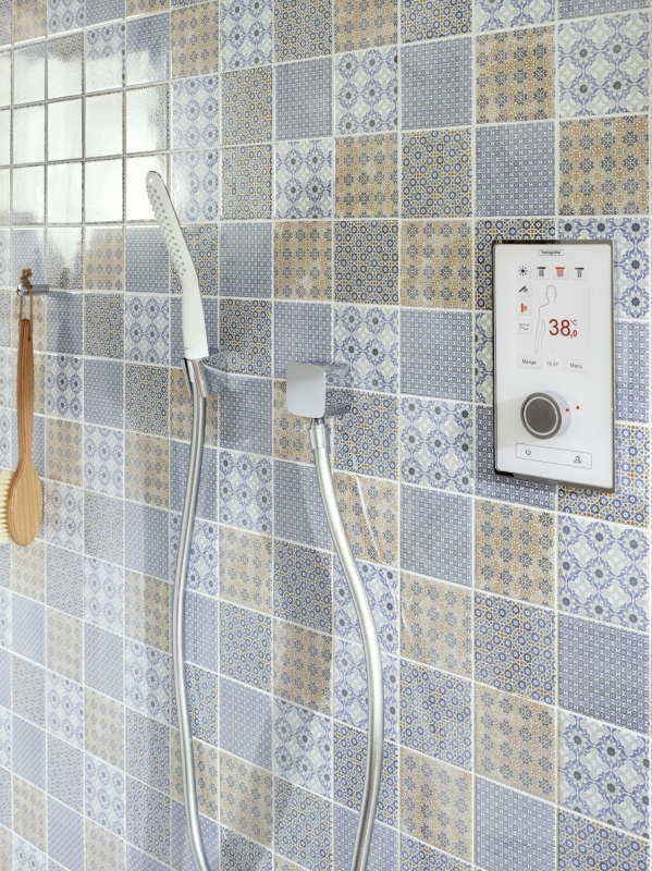 Mosaïque rétro vintage dosseret de cuisine blanc bleu orange gris MOS22B-1404_f | 10 tapis de mosaïque