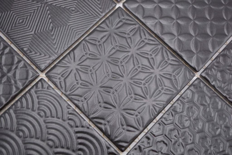 Mosaïque rétro vintage Fond de cuisine noir Spirit noir MOS22B-1403_f | 10 Tapis de mosaïque
