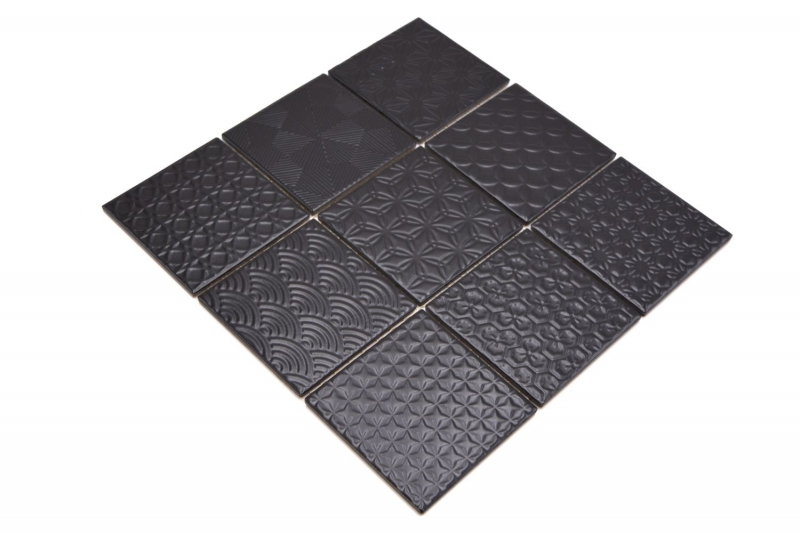 Mosaïque rétro vintage Fond de cuisine noir Spirit noir MOS22B-1403_f | 10 Tapis de mosaïque