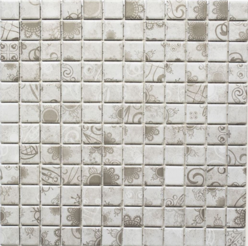 Carreaux de mosaïque Retro Vintage Mosaïque céramique grise Kaki Carreaux de fond de cuisine MOS18D-1402_f | 10 Tapis de mosaïque