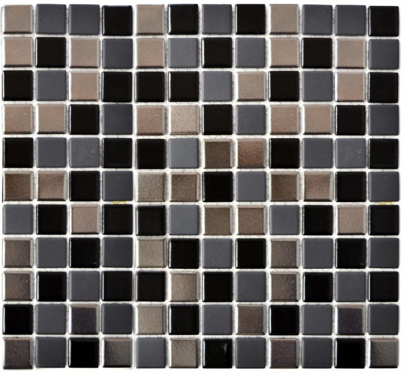 Carreaux de mosaïque Céramique noir argent anthracite chrome Fond de cuisine MOS18-0317_f | 10 Tapis de mosaïque