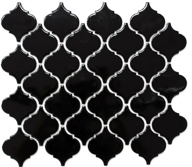 Mosaïque rétro vintage Céramique Florentine noir brillant MOS13-2BG_f | 10 Tapis de mosaïque