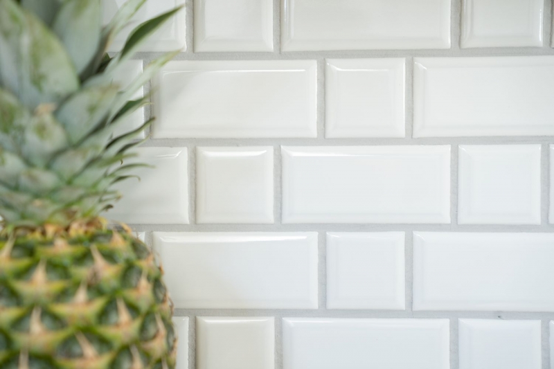 Metro Subway Carreaux de mosaïque Céramique blanche Carrelage cuisine mur MOS26WM-0101_f | 10 Tapis de mosaïque