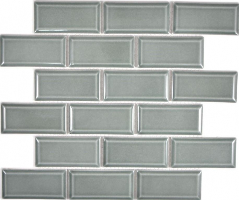 Metro Subway Carreaux de mosaïque Céramique gris vert Carrelage cuisine mur MOS26M-0218_f | 10 Tapis de mosaïque