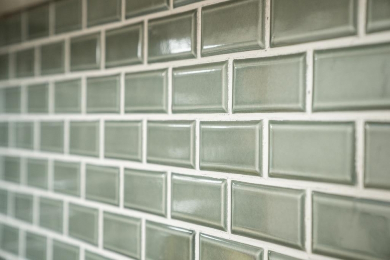 Metro Subway Carreaux de mosaïque Céramique gris vert Carrelage cuisine mur MOS26M-0218_f | 10 Tapis de mosaïque