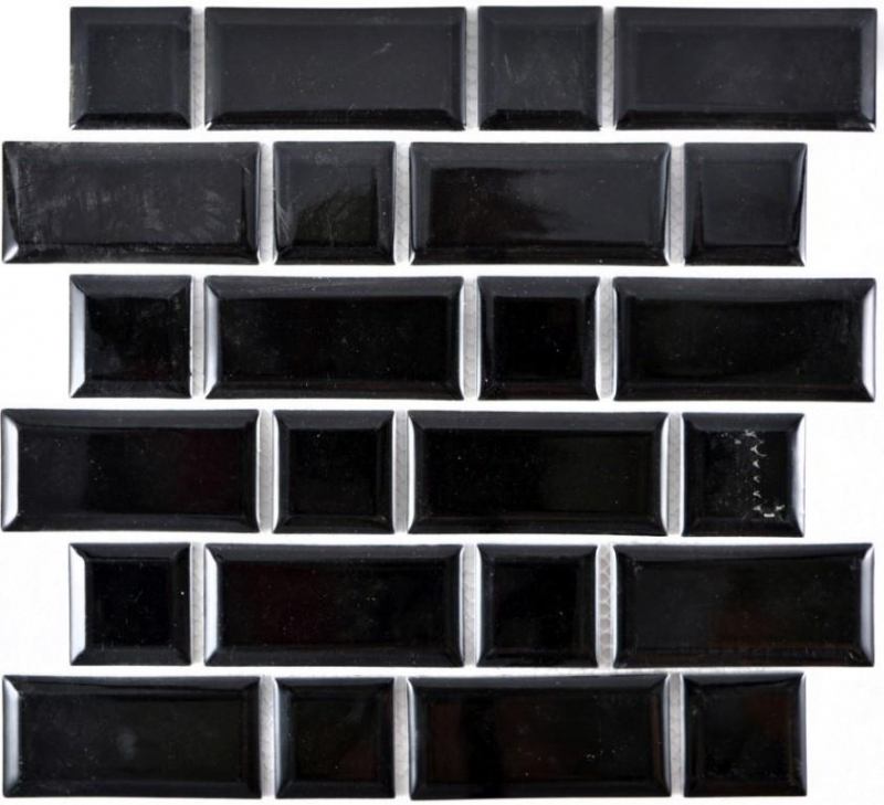Metro Subway Carreaux de mosaïque Céramique noire Carreaux de cuisine MOS26WM-0301_f | 10 Tapis de mosaïque