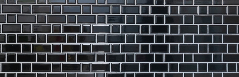 Metro Subway Carreaux de mosaïque Céramique noire Carreaux de cuisine MOS26WM-0301_f | 10 Tapis de mosaïque