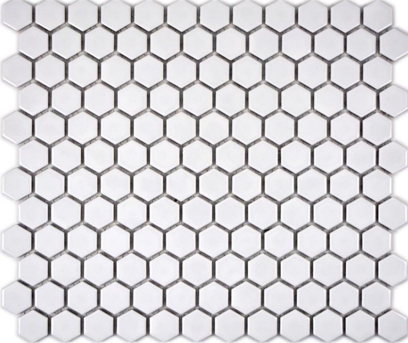 Carreaux de mosaïque Céramique Hexagone blanc brillant Carreaux de cuisine MOS11A-0102_f | 10 Tapis de mosaïque