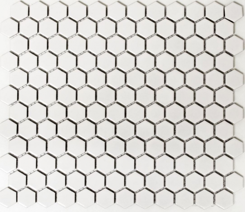 Carreaux de mosaïque Céramique Hexagone blanc mat mur douche Carreaux muraux MOS11A-0111_f | 10 Tapis de mosaïque