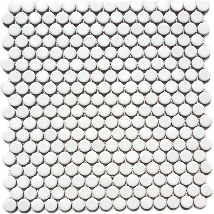 Mosaïque bouton LOOP mosaïque ronde blanc brillant mur cuisine douche SALLE DE BAINS MOS10-0102_f | 10 Tapis de mosaïque