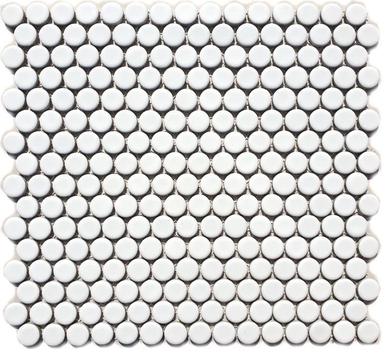 Mosaïque bouton LOOP mosaïque ronde blanc mat mur cuisine douche BAD MOS10-0111_f | 10 tapis mosaïque