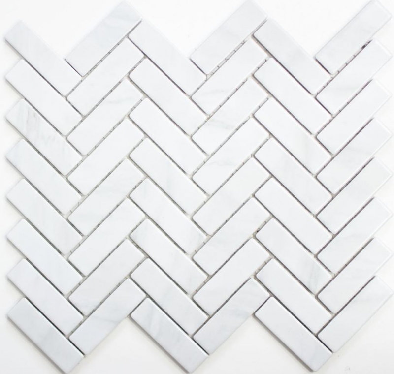 Mosaïque Carreau céramique à chevrons aspect pierre blanche Carrelage cuisine MOS24-SO10_f | 10 Tapis de mosaïque