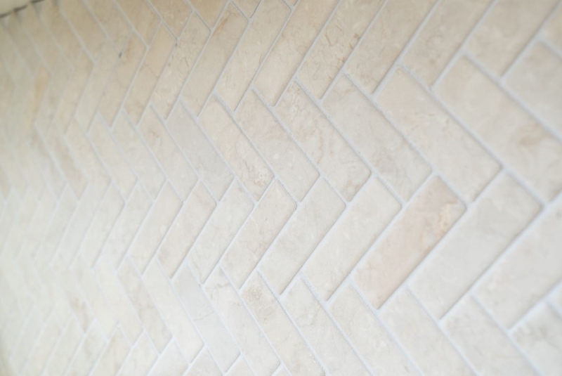 Mosaïque Carreau céramique à chevrons aspect pierre beige clair Carrelage cuisine MOS24-SO54_f | 10 Tapis de mosaïque