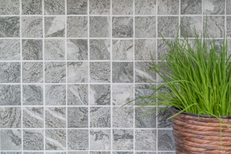 Carreau de mosaïque aspect pierre naturelle gris structure fond de cuisine MOS16-HWA4GY_f | 10 Tapis de mosaïque