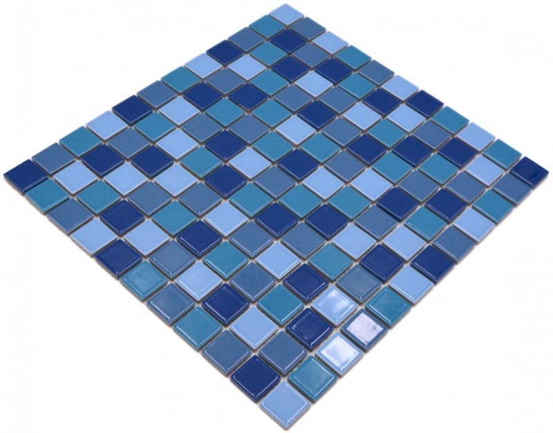 Carreau de mosaïque céramique bleu vert turquoise brillant MOS18-0408_f