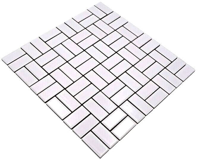 Mosaïque Céramique Moulin à vent blanc brillant Carreau de cuisine Carreau de mur MOS24-CWM7WG_f