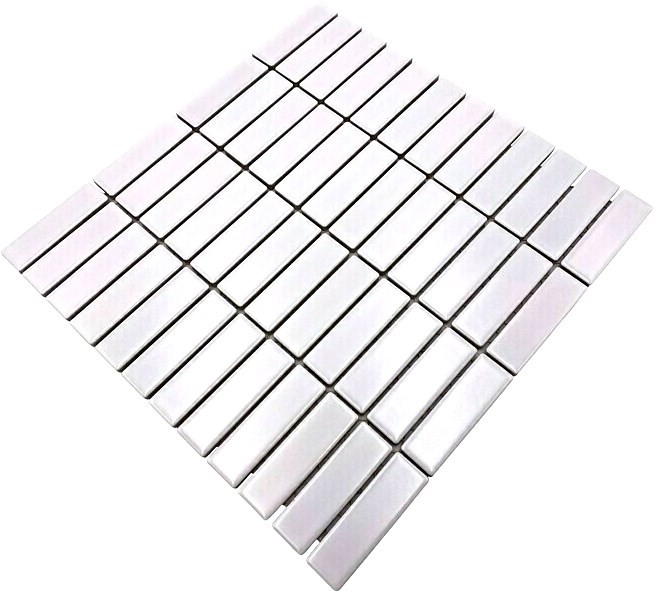 Mosaïque Carreau céramique baguettes blanc mat Revêtement de baignoire MOS24-0111_f
