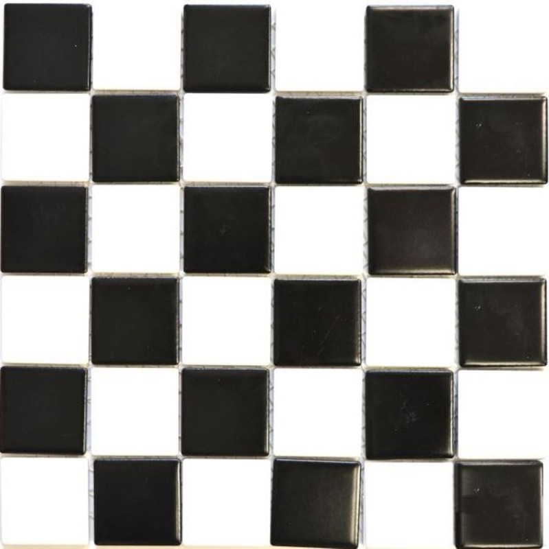 Carreau mosaïque céramique blanc noir mat damier carreaux MOS16-CD202_f