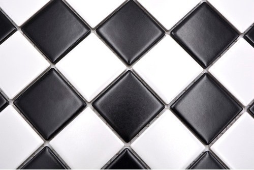 Carreau mosaïque céramique blanc noir mat damier carreaux MOS16-CD202_f