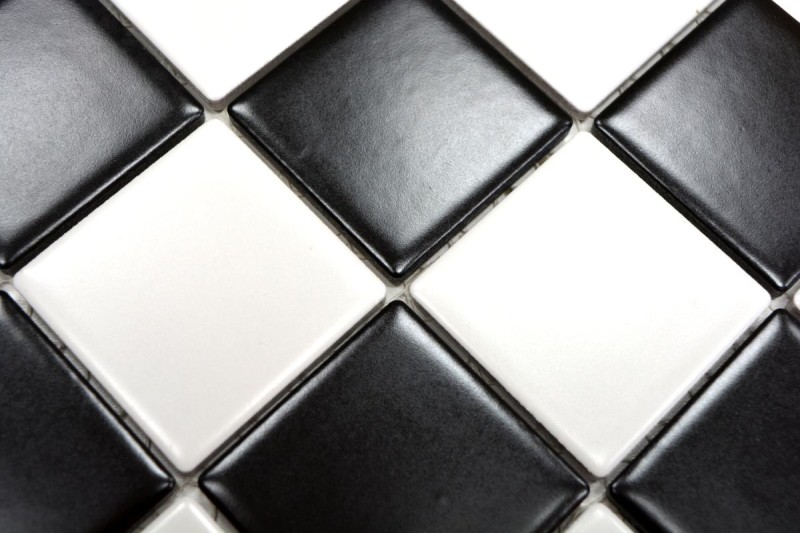 Carreau mosaïque céramique blanc noir mat damier carreaux MOS16-CD202_f