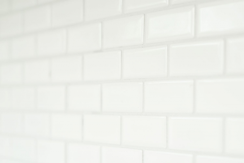 Mosaïque Carreau céramique Brick blanc mat Revêtement de baignoire MOS24-03WM_f