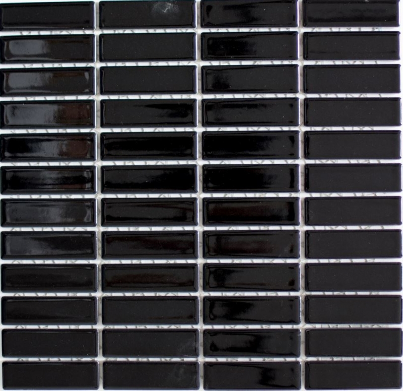 Mosaïque Carreau céramique Bâtonnets noir brillant Dos de cuisine MOS24-0302_f