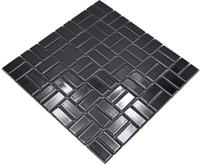 Mosaïque Carreau céramique Moulin à vent noir brillant Carreau WC Salle de bain MOS24-CWM8BG_f