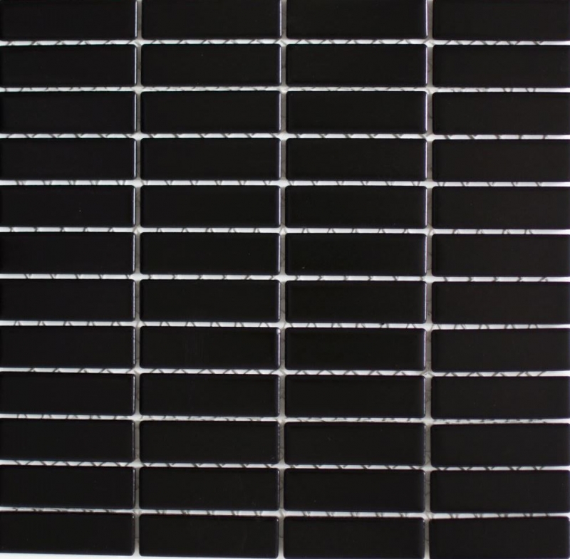 Mosaïque Céramique Bâtonnets noir mat Mosaïque murale fond de cuisine MOS24-0311_f