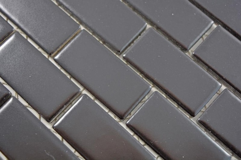 Mosaïque Carreau céramique Brick noir mat Paroi de douche MOS24-04BM_f