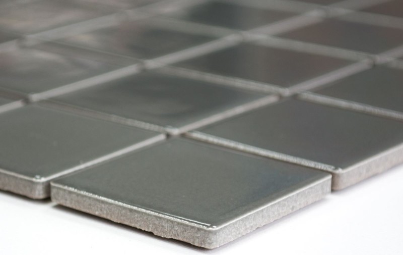 Carreau mosaïque céramique gris métal brillant Carrelage mural cuisine MOS16B-0204_f
