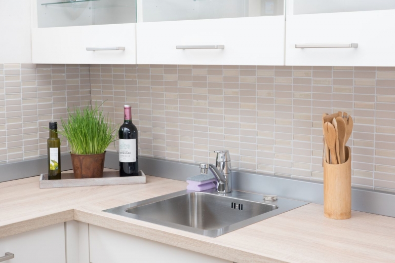 Mosaïque Carreau céramique Bâtons beige clair non émaillé Verre Carrelage MOS24-1212-R10_f