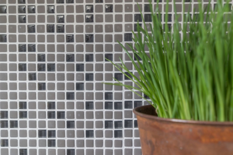 Mosaïque ECO GLAS Enamel gris-brun mat MOS140-05G_f | 10 Tapis de mosaïque