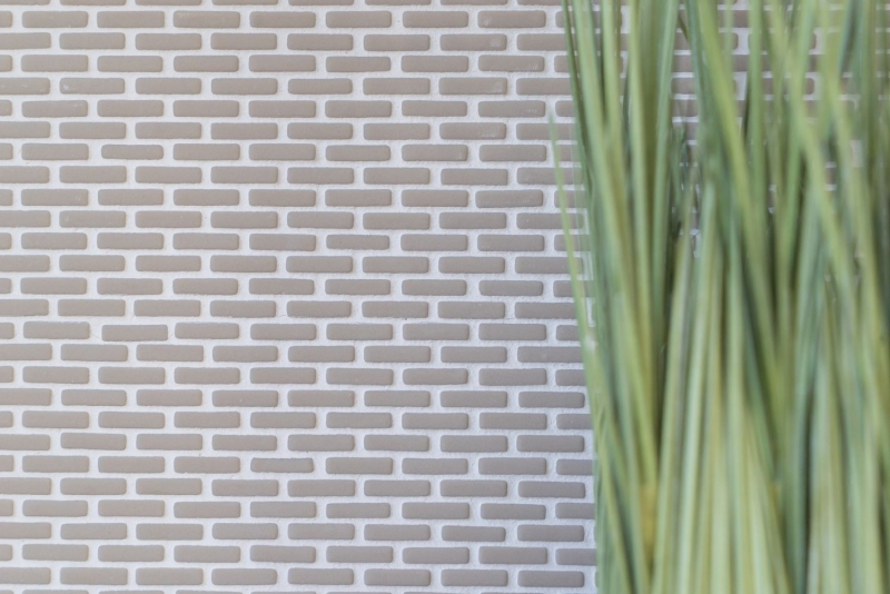 Mosaïque ECO GLAS Brick Enamel cream mat MOS140-B23C_f | 10 Tapis de mosaïque