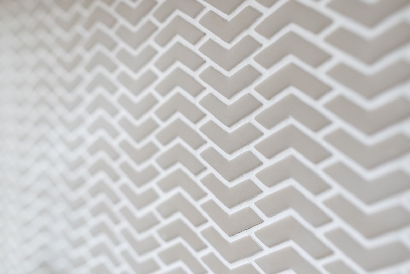 Mosaïque ECO GLAS chevron enamel cream mat MOS140-HB33C_f | 10 Tapis de mosaïque
