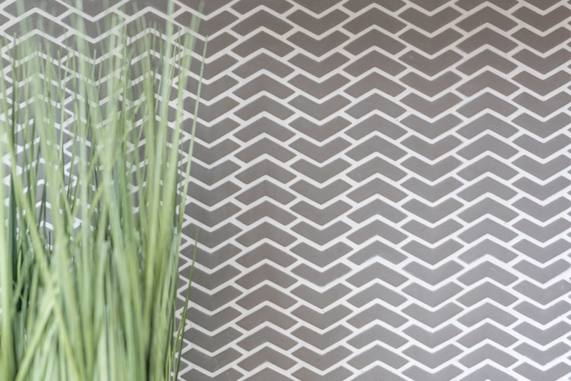 Mosaïque ECO GLAS chevron enamel gris brun mat MOS140-HB35G_f | 10 Tapis de mosaïque