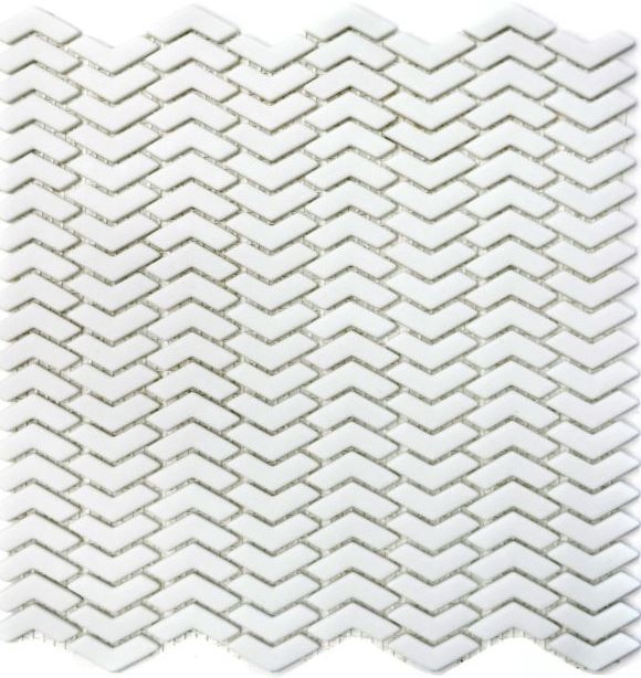 Mosaïque ECO GLAS chevron enamel blanc mat MOS140-HB37W_f | 10 Tapis de mosaïque