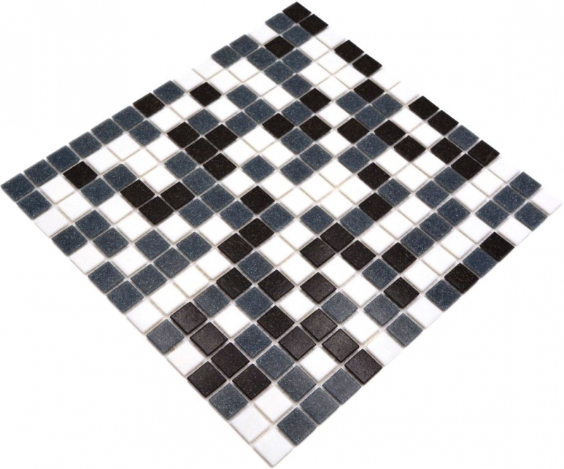 Carreau mosaïque en verre Carreaux muraux Carrelage de salle de bain Dos de douche Miroir de carrelage blanc gris noir MOS52-0302_f | 10 Tapis de mosaïque