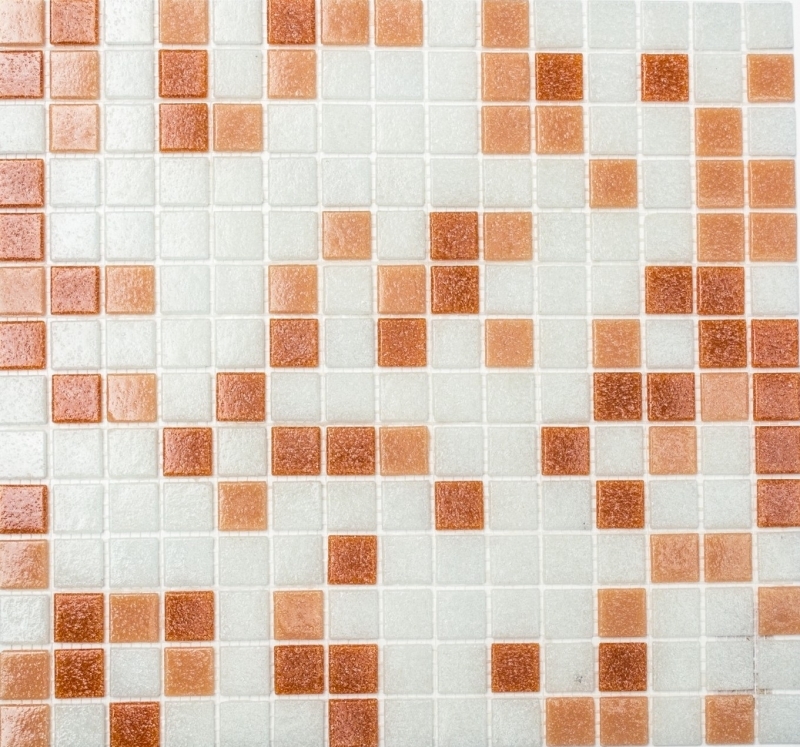 Carreau mosaïque en verre Carreaux muraux Carreaux de salle de bain Dos de douche Miroir blanc marron foncé MOS52-1002_f | 10 Tapis de mosaïque