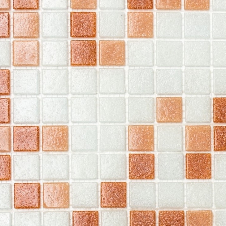 Carreau mosaïque en verre Carreaux muraux Carreaux de salle de bain Dos de douche Miroir blanc marron foncé MOS52-1002_f | 10 Tapis de mosaïque
