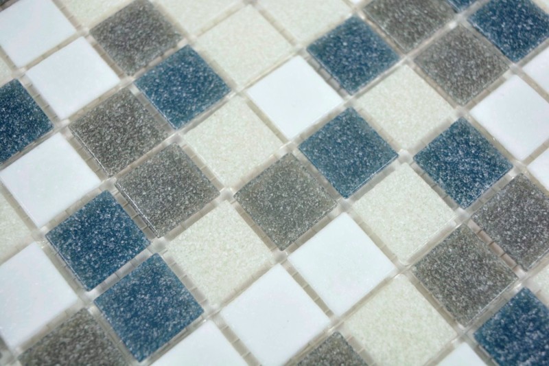 Carreau mosaïque verre blanc gris métallisé Carreaux muraux Carreaux de salle de bain Dos de douche MOS210-P001625_f | 10 Tapis de mosaïque