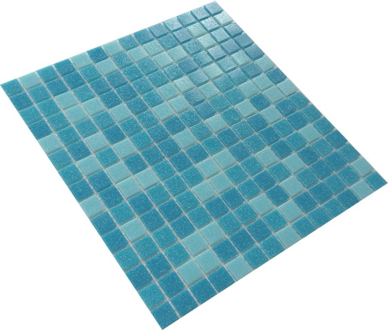 Piscine Mosaïque PoolCarreau mosaïque verre bleu clair bleu papier collé MOS52-0402_Papier_f | 10 Tapis mosaïque
