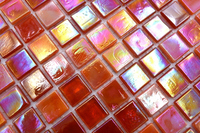 Carreau mosaïque verre rouge Carreaux muraux Carreaux de salle de bain Dos de douche Miroir MOS58-0902_f | 10 Tapis de mosaïque