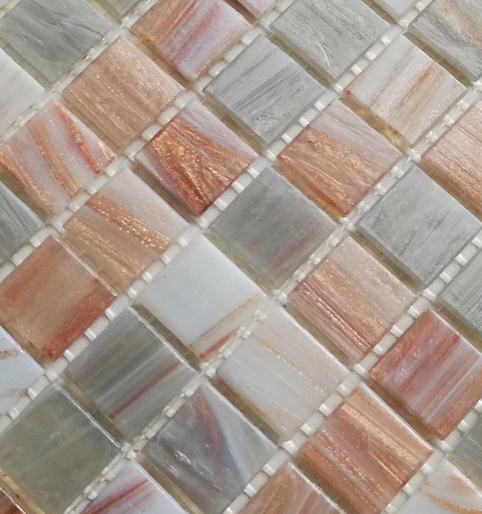 Carreau mosaïque en verre Goldensilk beige clair Carreaux muraux Carreaux de salle de bain Dos de douche MOS54-0104_f | 10 Tapis de mosaïque