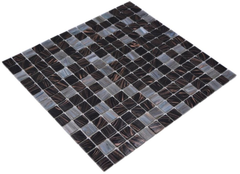Carreau mosaïque en verre Goldensilk gris foncé Carreaux muraux Carreaux de salle de bains Dos de douche MOS54-0108_f | 10 Tapis de mosaïque
