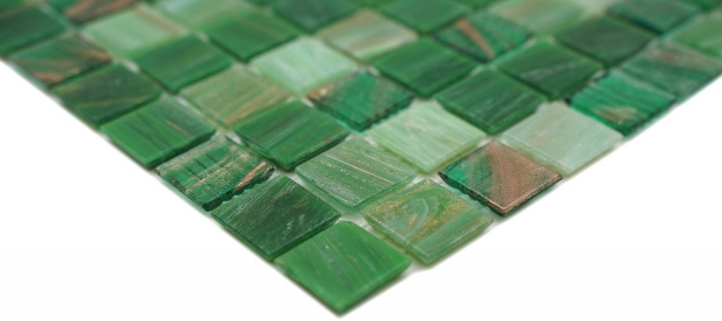 Carreau mosaïque en verre Goldensilk vert Carreaux muraux Carreaux de salle de bain Dos de douche MOS54-0504_f | 10 Tapis mosaïque