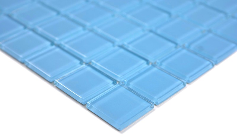 Carreau de mosaïque Translucide Mosaïque de verre Crystal bleu clair SALLE DE BAIN WC CUISINE MUR MOS63-0402_f | 10 Tapis de mosaïque