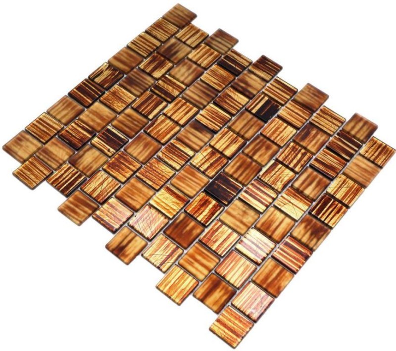 Carreau de mosaïque Mosaïque de verre Crystal verre laiteux brun clair mat givré MOS68-CF45_f | 10 Tapis de mosaïque