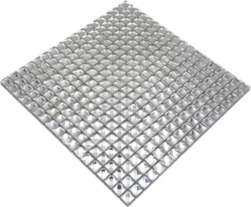 Carreau de mosaïque Translucide cristal Mosaïque de verre Crystal Glitter argent MOS130-0204_f | 10 Tapis de mosaïque