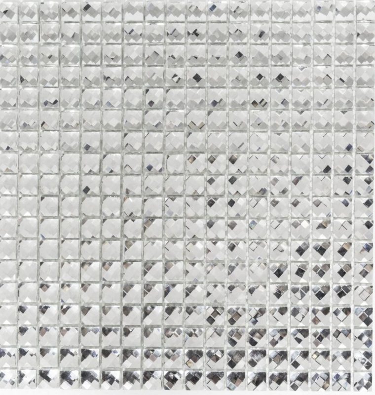 Carreau de mosaïque Translucide cristal Mosaïque de verre Crystal Glitter argent MOS130-0204_f | 10 Tapis de mosaïque
