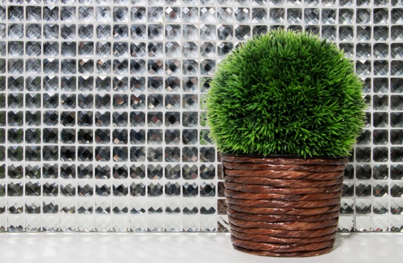 Carreau de mosaïque Translucide cristal Mosaïque de verre Crystal Glitter argent MOS130-0208_f | 10 Tapis de mosaïque